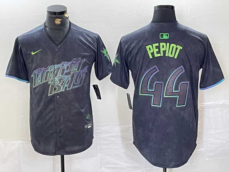 Mens Tampa Bay Rays #44 Ryan Pepiot Charcoal 2024 City Connect Limited Cool Base Jersey